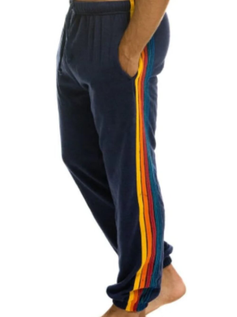 Aviator Nation Unisex XL 5 Stripe Sweatpants Navy Striped
